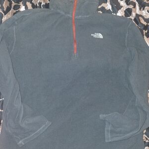 The North Face Dark Gray Fleece with Red Zip